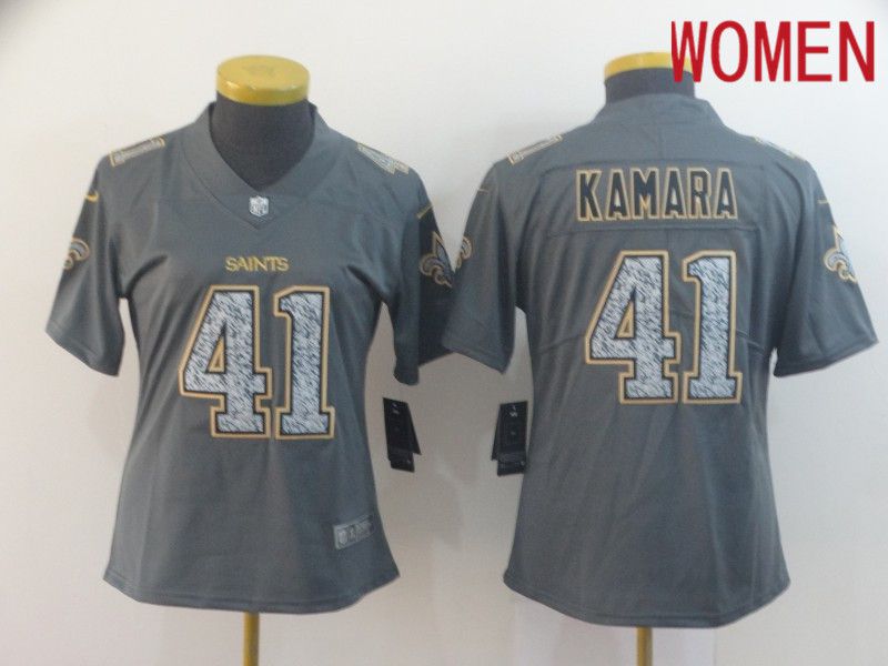 Women New Orleans Saints 41 Kamara Nike Teams Gray Fashion Static Limited NFL Jerseys